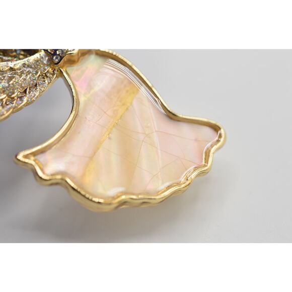 Dana Buchman Vintage Pin Brooch Mother Pearl Abalone Angel Glitter Christmas 9B - Picture 10 of 12